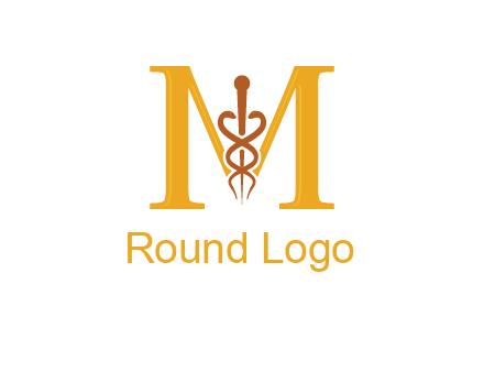 medical sign between letter M logo