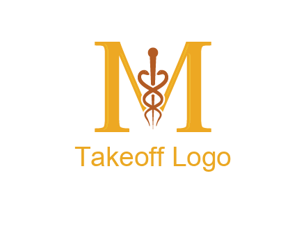 medical sign between letter M logo