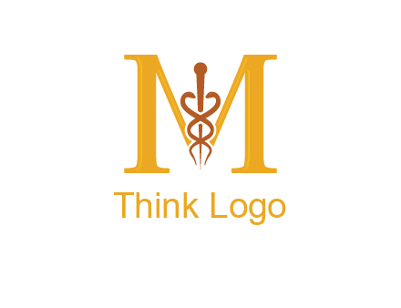 medical sign between letter M logo