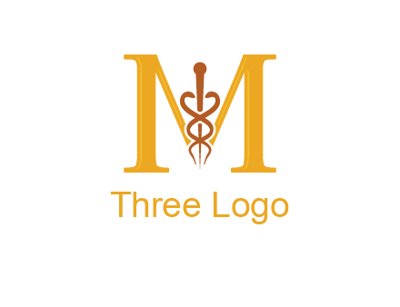 medical sign between letter M logo