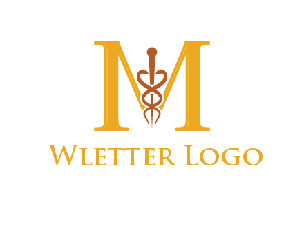 medical sign between letter M logo