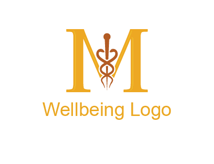 medical sign between letter M logo