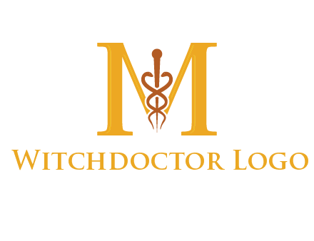 medical sign between letter M logo