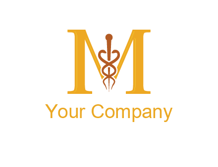 medical sign between letter M logo