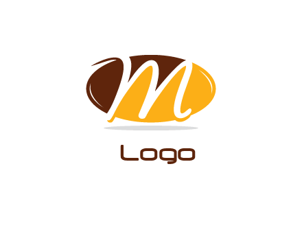 letter m inside oval shape logo