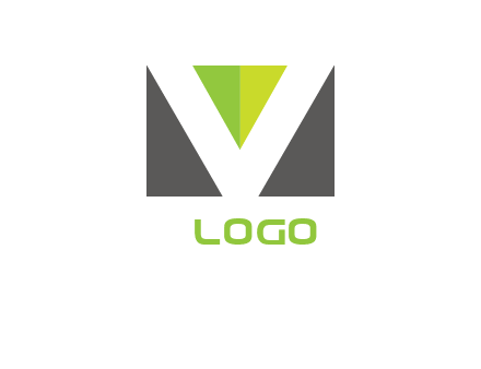 letter M and V inside rectangle logo