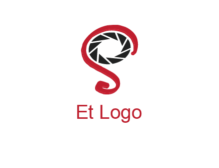 camera shutter with abstract letter S logo