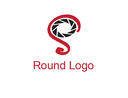 camera shutter with abstract letter S logo