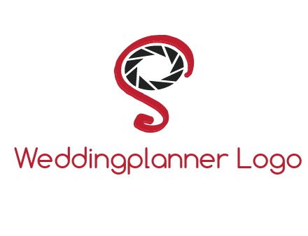 camera shutter with abstract letter S logo