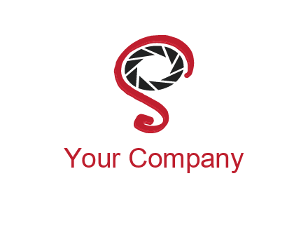 camera shutter with abstract letter S logo