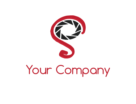 camera shutter with abstract letter S logo