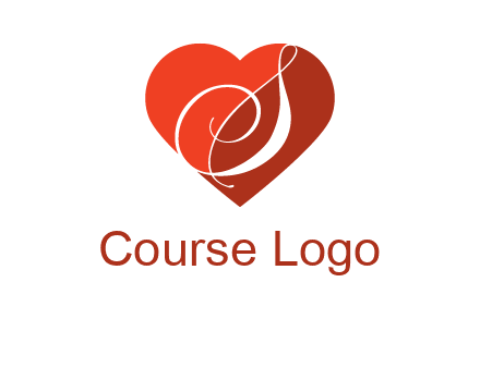 calligraphy letter S inside heart logo