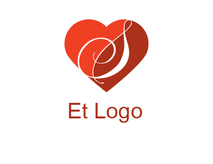 calligraphy letter S inside heart logo