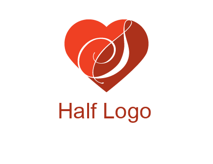 calligraphy letter S inside heart logo