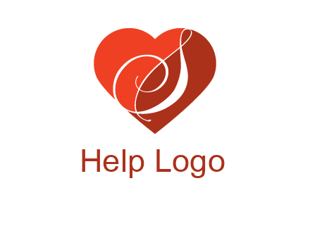 calligraphy letter S inside heart logo