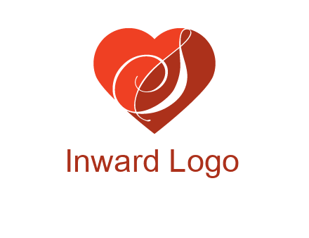 calligraphy letter S inside heart logo