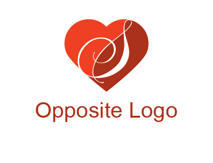 calligraphy letter S inside heart logo