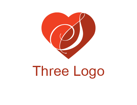 calligraphy letter S inside heart logo