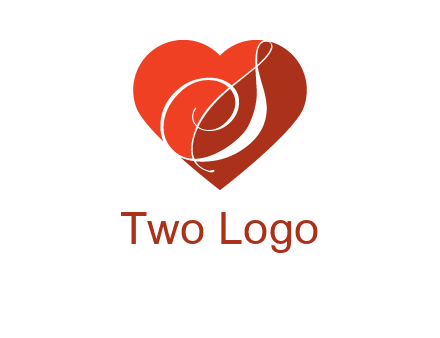 calligraphy letter S inside heart logo