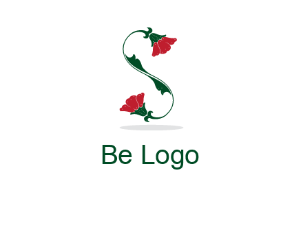 letter S made of flowers logo