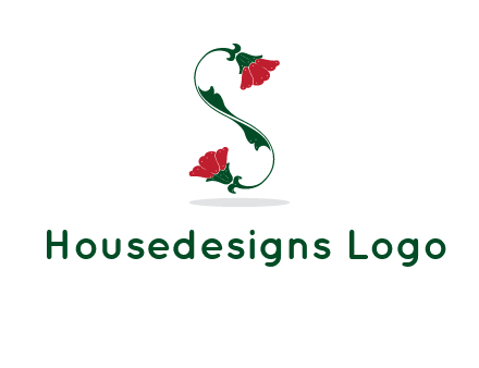 letter S made of flowers logo