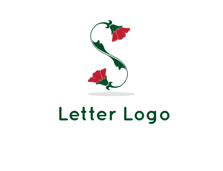 letter S made of flowers logo
