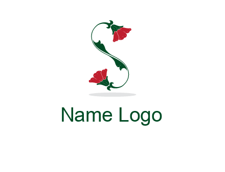 letter S made of flowers logo