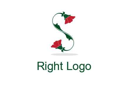letter S made of flowers logo