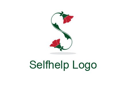 letter S made of flowers logo