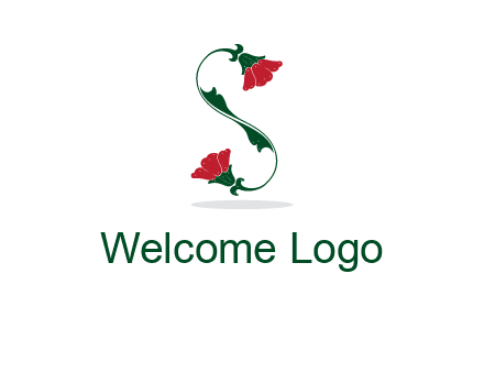 letter S made of flowers logo