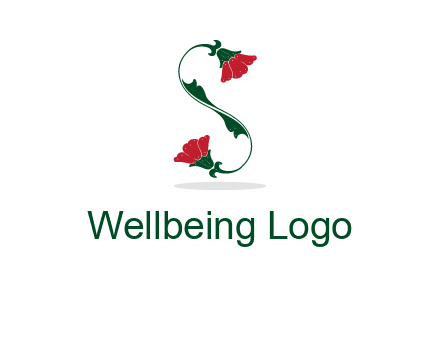 letter S made of flowers logo