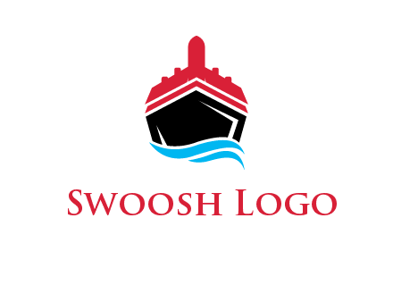 ship incorporated with airplane with waves logo