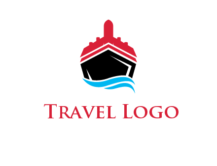 ship incorporated with airplane with waves logo