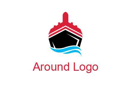ship incorporated with airplane with waves logo