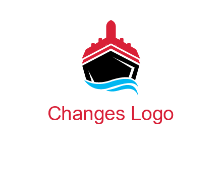 ship incorporated with airplane with waves logo