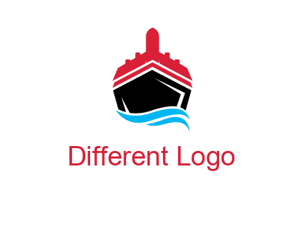 ship incorporated with airplane with waves logo