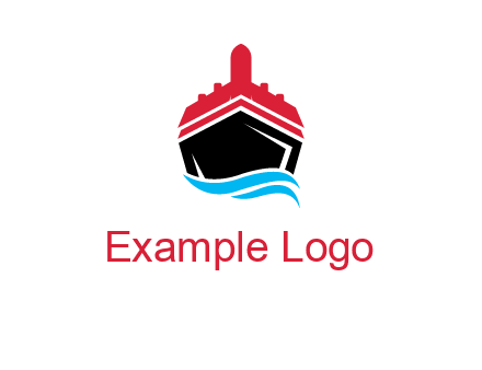 ship incorporated with airplane with waves logo