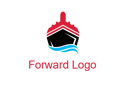 ship incorporated with airplane with waves logo