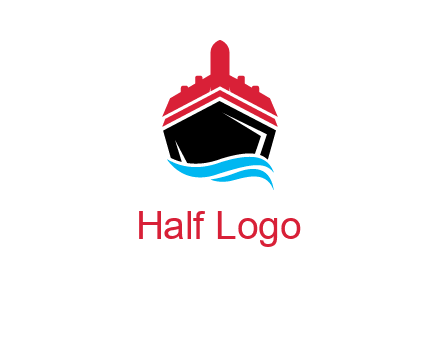 ship incorporated with airplane with waves logo