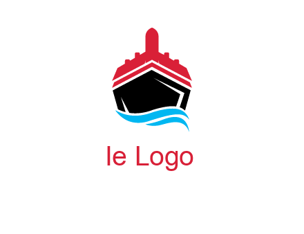 ship incorporated with airplane with waves logo