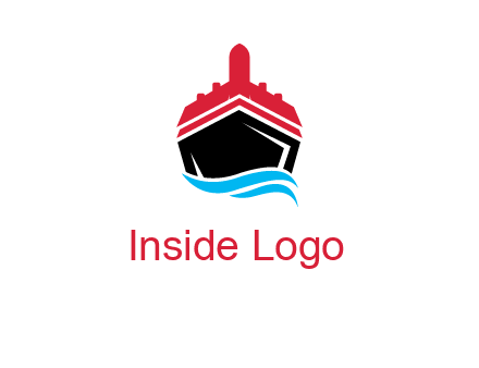 ship incorporated with airplane with waves logo