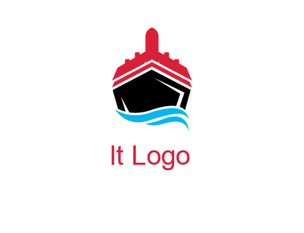 ship incorporated with airplane with waves logo