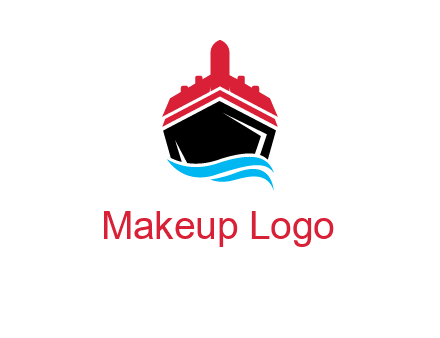 ship incorporated with airplane with waves logo