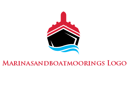 ship incorporated with airplane with waves logo
