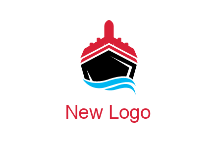 ship incorporated with airplane with waves logo