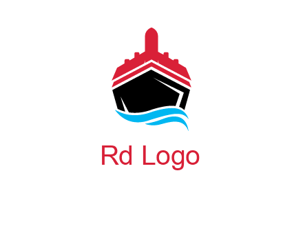 ship incorporated with airplane with waves logo