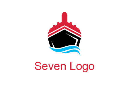 ship incorporated with airplane with waves logo