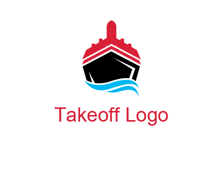 ship incorporated with airplane with waves logo