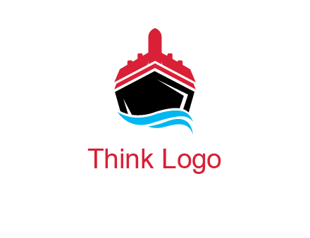 ship incorporated with airplane with waves logo