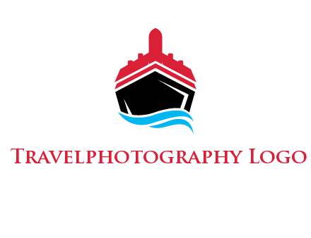 ship incorporated with airplane with waves logo